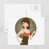 Carte Postale Femme présentant (Devant / Derrière)