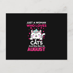 Carte Postale Femme qui aime les chats et est née en août