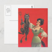 Carte Postale Femme qui regarde Krampus (Devant / Derrière)