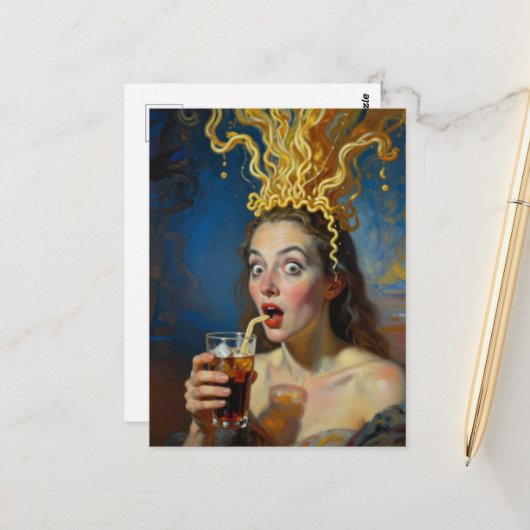 Carte Postale Femme Ramen Explosion Cérébrale (Devant/Arrière en situation)