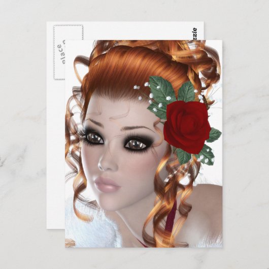 Carte Postale Femme Redhead (Devant / Derrière)