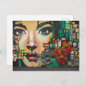 Carte postale Femme regardant des vélos bleus (Sui (Devant / Derrière)