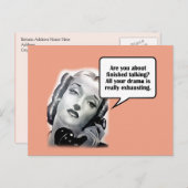 Carte Postale Femme rétro au téléphone, Drame (Devant / Derrière)