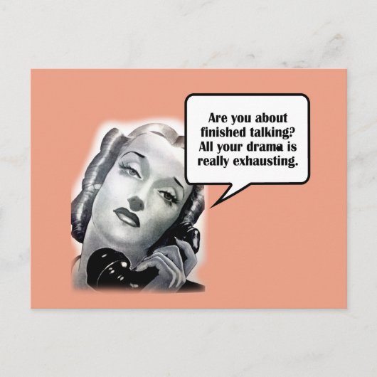 Carte Postale Femme rétro au téléphone, Drame (Devant)