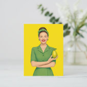 Carte Postale Femme rétro avec oreille (Debout devant)