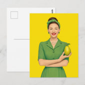 Carte Postale Femme rétro avec oreille (Devant / Derrière)