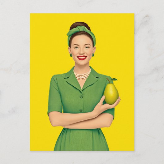 Carte Postale Femme rétro avec oreille (Devant)