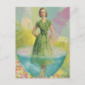 Carte Postale Femme rétro en Verre minuscule surréaliste (Devant)