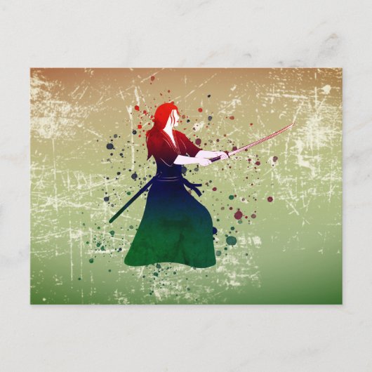 Carte Postale Femme Samurai guerrière avec épée (Devant)