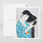 Carte Postale Femme se coiffant, Goyō Hashiguchi (Devant / Derrière)