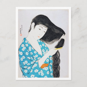 Carte Postale Femme se coiffant, Goyō Hashiguchi