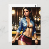 Carte Postale Femme sexy au Bar Postcard (Devant / Derrière)
