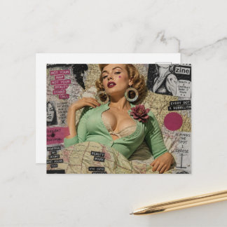 Carte Postale Femme sexy en collage multimédia