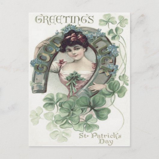 Carte Postale Femme Shamrock en fer à cheval Oubliez-moi-ne-pas (Devant)