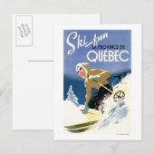 Carte Postale Femme Skiing - Poster anglais et français (Devant / Derrière)