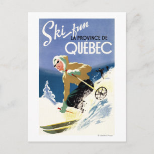 Carte Postale Femme Skiing - Poster anglais et français