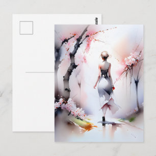 Carte Postale Femme solitaire marchant