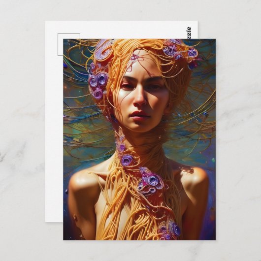 Carte Postale Femme Spaghetti (Devant / Derrière)