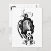 Carte Postale Femme squelette avec coiffure elaborée (Devant / Derrière)