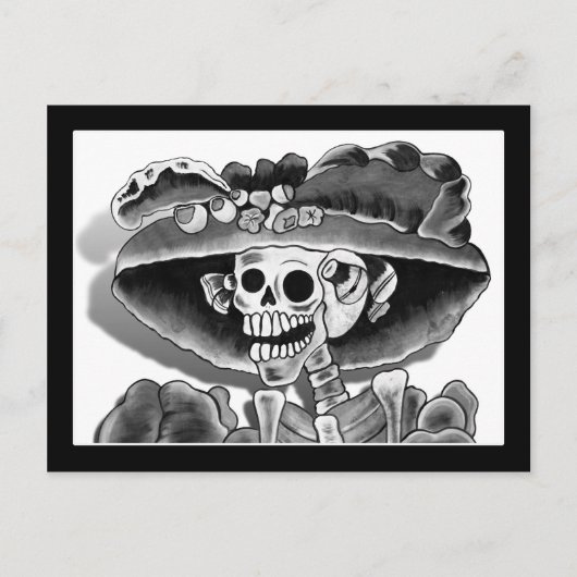 Carte Postale Femme squelette riant (Devant)