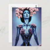 Carte Postale Femme squelettique avec des fleurs (Devant / Derrière)
