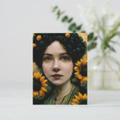 Carte postale Femme Sunflowers (Debout devant)