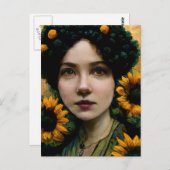 Carte postale Femme Sunflowers (Devant / Derrière)