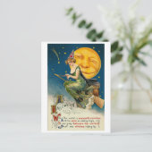 Carte Postale Femme sur Broomstick Toute Halloween (Debout devant)