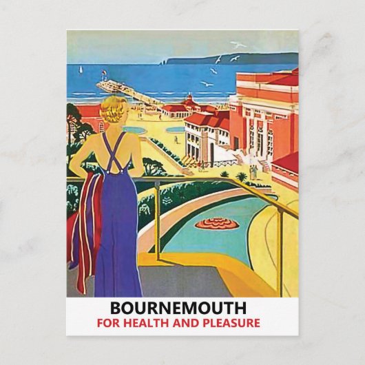 Carte Postale Femme sur la côte de Bournemouth, Angleterre, vint (Devant)
