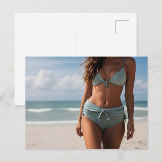 Carte Postale Femme sur la plage (Devant / Derrière)