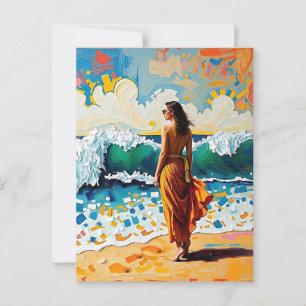 Carte Postale Femme sur la plage Art balnéaire Abstrait