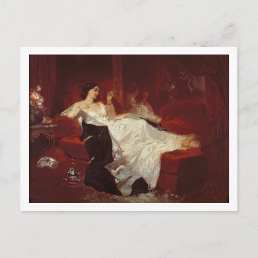 Carte Postale Femme sur un canapé rouge (Devant)