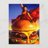 Carte Postale Femme sur un cheeseburger (Devant)