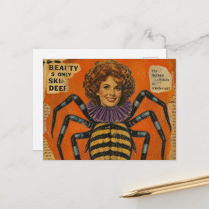 Carte Postale Femme surréaliste avec un collage de corps d'araig