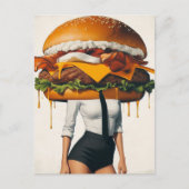 Carte Postale Femme surréaliste Cheeseburger (Devant)