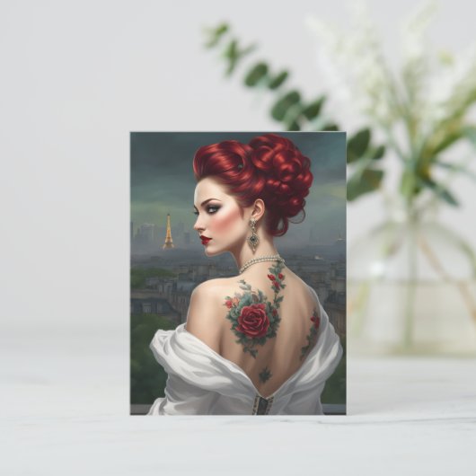 Carte Postale Femme tatouée à la rousse à Paris (Debout devant)