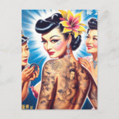 Carte Postale Femme tatouée orientale rétro (Devant)