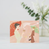 Carte Postale Femme tenant du café (Debout devant)