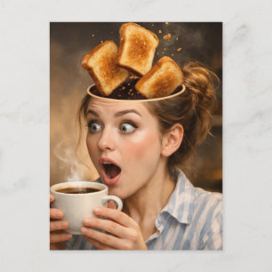 Carte Postale Femme Toast et Café Surréaliste