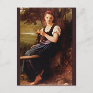 Carte Postale Femme Tricot par Bouguereau