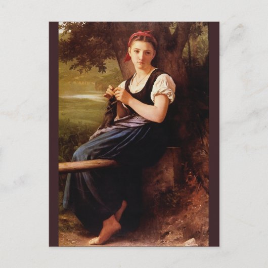 Carte Postale Femme Tricot par Bouguereau (Devant)