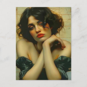 Carte Postale Femme triste avec ses mains sur le visage Médias m