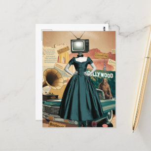 Carte Postale Femme TV vintage