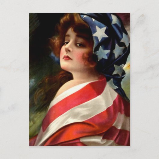 Carte Postale Femme US Drapeau 4 juillet (Devant)