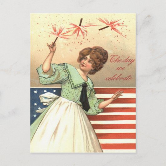 Carte Postale Femme US Flag Fireworks (Devant)
