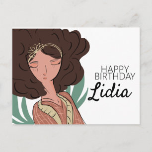 Carte Postale Femme Végétale Personnage Amant Anniversaire