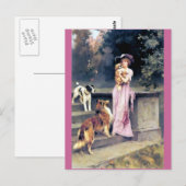 Carte Postale Femme victorienne avec animaux de compagnie (Devant / Derrière)