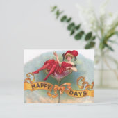 Carte Postale Femme victorienne Champagne Rouge Happy (Debout devant)