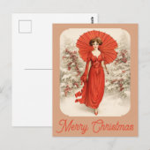 Carte Postale Femme victorienne de neige de Noël (Devant / Derrière)