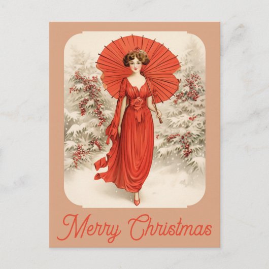 Carte Postale Femme victorienne de neige de Noël (Devant)